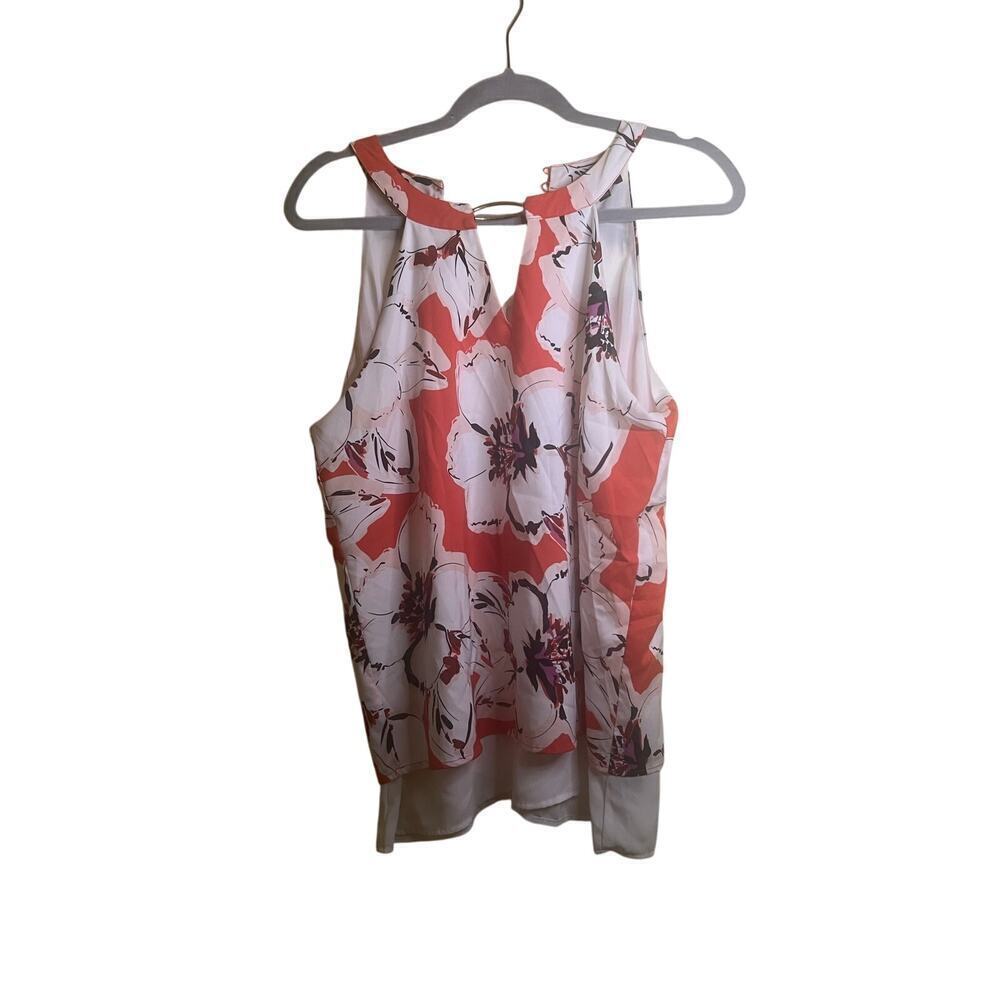 Limited Red and White Floral Sleeveless Top Size Medium